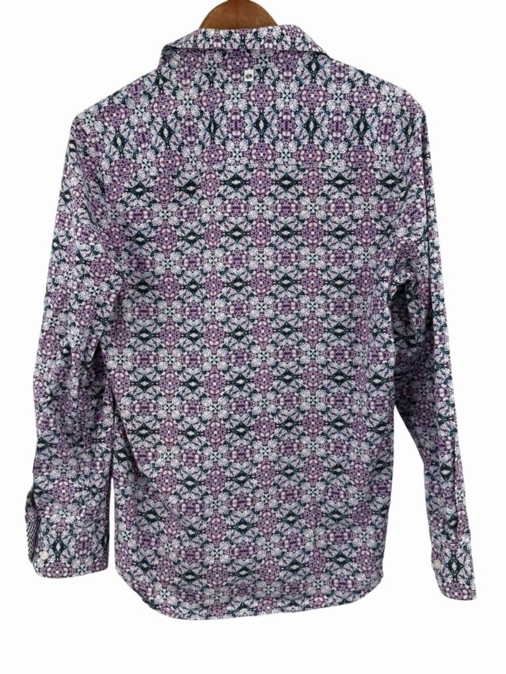 JOHN LENNON Men's Purple Abstract Geo Pattern Long Sleeve Button Down Shirt MED - Picture 7 of 7